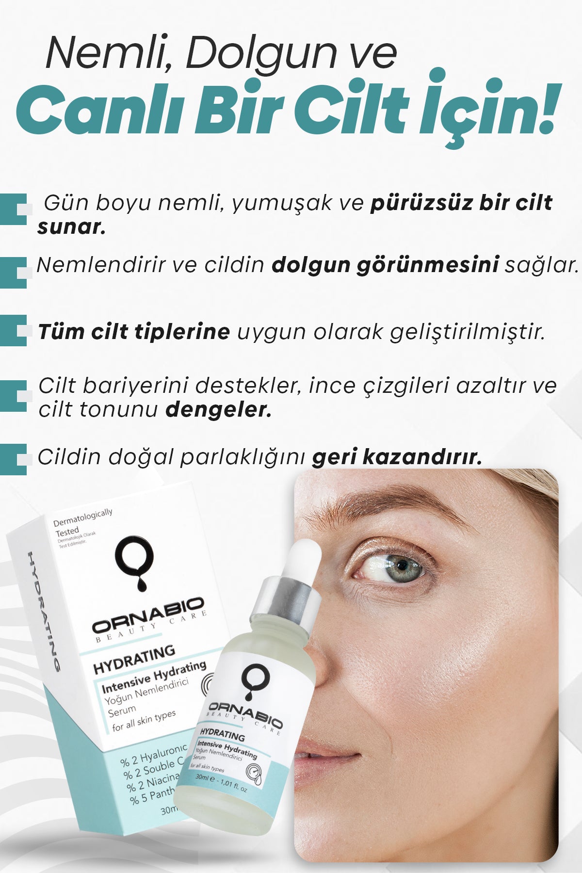 Ornabio Yoğun Nemlendirici Serum – Derinlemesine Nemlendirme ve Cilt Onarımı