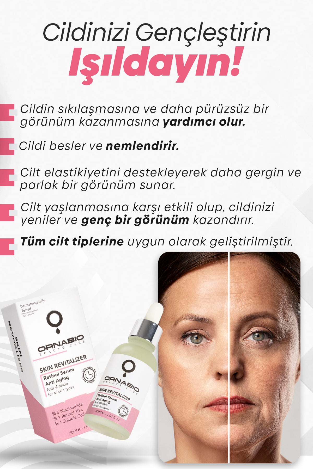 Ornabio Skin Revitalizer Retinol Serum - Kırışıklık Karşıtı ve Cilt Yenileyici